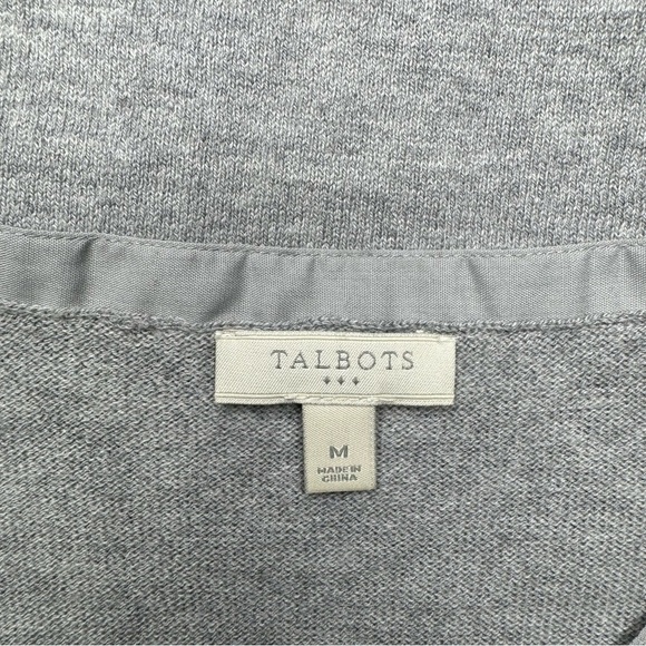 Talbots Grey V-Neck Sweater with Silver Sequin Ribbon Tie Bow Medium - Picture 8 of 10